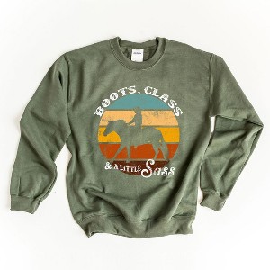 Simply Sage Market Women's Graphic Sweatshirt Boots Class and A Little Sass - 1 of 3