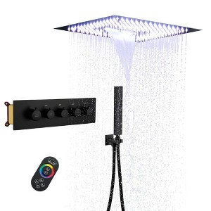 CASAINC 4-Spray Dual Shower Heads 16 Inches Ceiling Mount Fixed and Handheld Shower Head 64 Color Lights 2.5 GPM - 1 of 3