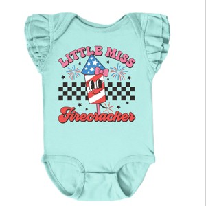 The Juniper Shop Little Miss Firecracker Checkered Flutter Sleeve Bodysuit - 1 of 4