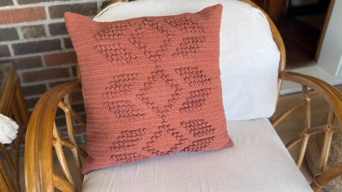 20x20 Inch Hand Woven Rust Southwest Geo Pillow Cotton With Polyester Fill by Foreside Home & Garden, 2 of 8, play video