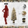 4.5ft Pre-Lit Snow Flocked Christmas Tree with 200 LED Lights, Artificial Potted Xmas Tree with 8 Lighting Modes, Faux Berries,Snowman Base - 2 of 4