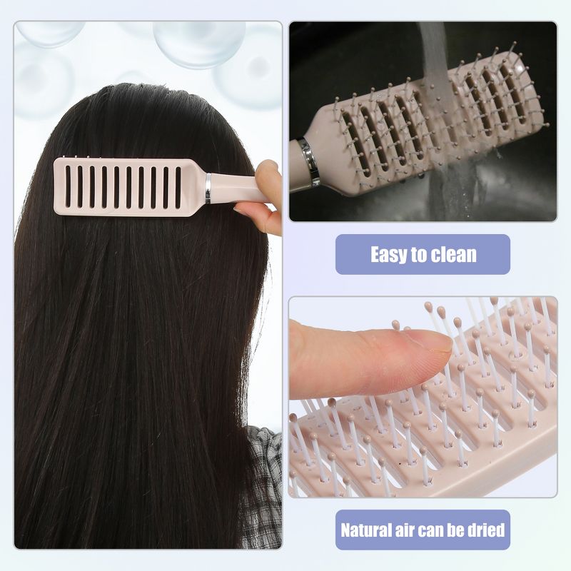 Unique Bargains Women's and Men's Plastic Hair Brush Detangling Brush 1Pc Pink, 2 of 7