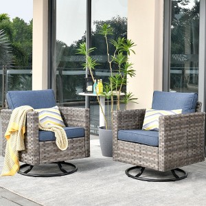 XIZZI Outdoor Rocking Chair 360 Degrees Swivel, Patio Bistro Set of 2, PE Rattan All Weather Outside Rocker Chair for Porch, Garden and Terrace - 1 of 4