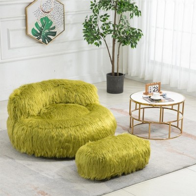 Plush Bean Bag Sofa Couch with Ottoman, Comfy Lazy Sofa Chair for Living Room, Bedroom or Apartment - Maison Boucle