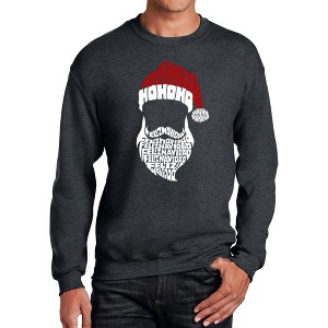 LA Pop Art Feliz Navidad Santa Claus - Men's Word Art Crewneck Sweatshirt Grey Small - 1 of 4