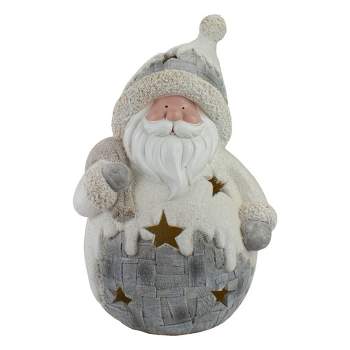 Northlight 21" LED Lighted White and Gray Santa Christmas Tabletop Decoration