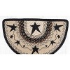 Earth Rugs Primitive Stars Black Printed Slice 18"x29" – Half-Moon Braided Jute Rug with Americana Folk Art Design - 3 of 3