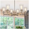 YANSUN 6-Light Black Farmhouse Chandelier with Adjustable Height Industrial Clear Glass Pendants perfect for Dining Room - 2 of 4