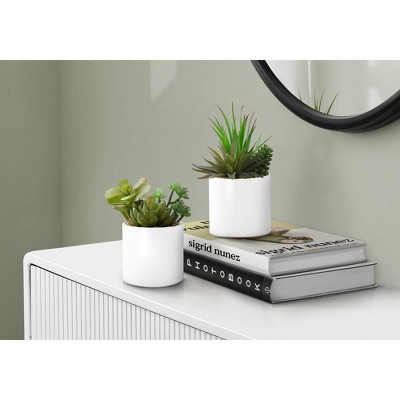 NicBex Artificial Succulent Plant 2PC, 7" H Fake Plants in Pots, Tabletop Faux Plants Indoor for Living Room/Office/Windowsill Decor