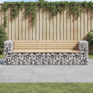 Garden Bench Natural Wood Solid Pine Wood, Galvanized Steel Large - 1 of 4