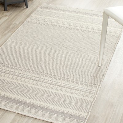 Handmade Grey and Ivory Wool Flat Woven Reversible Rug, 3'x5'