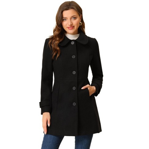 Allegra K Women's Peter Pan Collar Single Breasted Outwear Winter Buttoned Long Coat - image 1 of 4