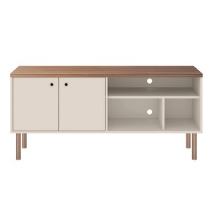 Windsor TV Stand for TVs up to 50" White/Natural - Manhattan Comfort: Media Console with Open Shelves & Cabinet Storage - 1 of 4