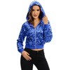 Anna-Kaci Women's Sequin Zip-Up Hooded Jacket with Ribbed Hem and Long Sleeves for Party Wear - 3 of 4