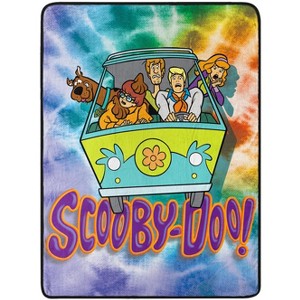 Scooby Doo Tie Dye Gang Mystery Machine Soft Super Plush Blanket 46" X 60" Multicoloured - 1 of 3