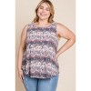 Slickblue Women's Plus Size Sleeveless Tunic Tank, Animal Tie Dye Print, Side Curved Hem, Grey/Coral, Size 1XL-3XL - 2 of 4