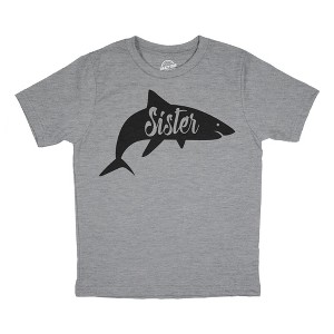 Youth Sister Shark T Shirt Funny Beach Summer Vacation Family Tee For Kids - Crazy Dog Youth T Shirt - 1 of 4