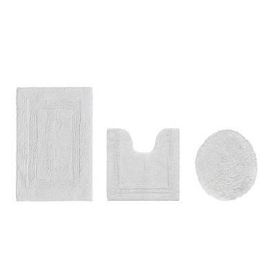 Lux Premium 100% Cotton  Ultra-Soft Tufted Solid Reversible 3 Piece Bath Rug Set, Water-Absorbent, Durable, Machine Washable Bathroom Rug