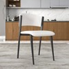 LeisureMod Upholstered Dining Chair in Leather with Black Iron Frame and Legs Aspen Series - 2 of 4