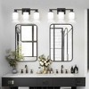 DORESshop 20 in. Matte Black 3-Light Bathroom Vanity Light with Frosted Glass Shades, Wall Sconce for Mirror, Hallway, or Bedroom - 3 of 4
