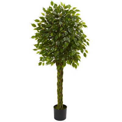 5ft Ficus Artificial Tree with Woven Trunk - Nearly Natural