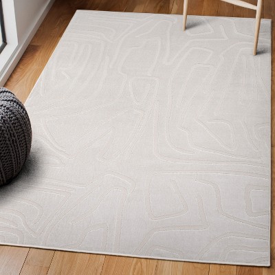 Alcina 8' x 10' White/Cream Abstract High-Low Area Rug