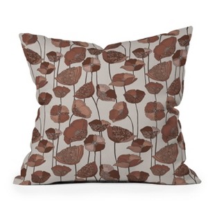 20"x20" Deny Designs Valentina Ramos Poppies Mocha Mousse Square Outdoor Throw Pillow Brown - 1 of 4