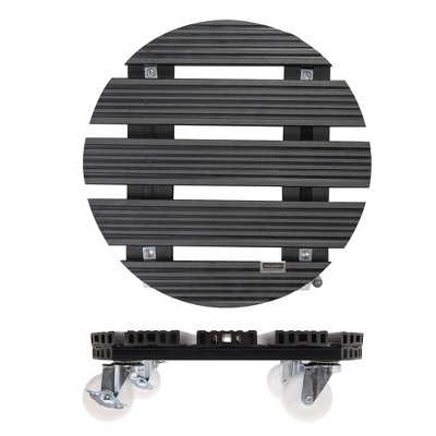 16" Gray Wood Plastic Composite Round Plant Caddy