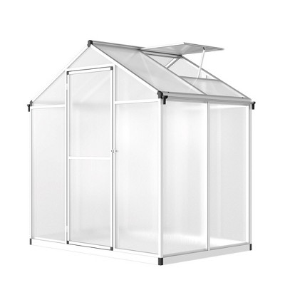 6x4 FT Greenhouse for Outdoors, Polycarbonate Greenhouse with Quick Setup Structure and Roof Vent