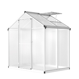 6x4 FT Greenhouse for Outdoors, Polycarbonate Greenhouse with Quick Setup Structure and Roof Vent - 1 of 4