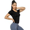 BLUEMING Womens Athletic Tops Cropped Breathable Activewear T-Shirts Round Neck Back Ventilated Mesh Tops Gym Jogger Outfits - 3 of 4