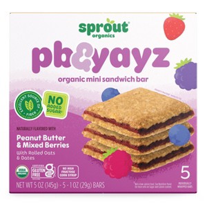 Sprout Foods Organic PB & Yayz Peanut Butter & Mixed Berry Baby Snacks - 5ct - 1 of 4