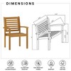 Amazonia Gruta 4pc Teak Finish Wood Outdoor Patio Dining Arm Chair Set - 4 of 4