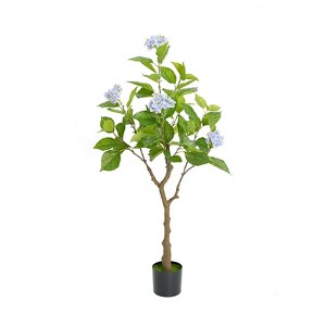 Artificial Hydrangea Tree 120cm/150cm Artificial Blossom Tree Realistic Blue Flowers Artificial Plant With Black Pot for Home Wedding Decorations - 1 of 4