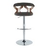 LumiSource Set of 2 Gardenia Adjustable Barstools Chrome Metal/Walnut Wood/Charcoal Fabric - 4 of 4