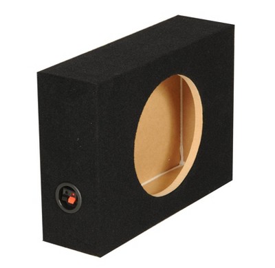 Q-Power Shallow Single 12 Inch Heavy Duty Sealed MDF Material Truck Audio Subwoofer Enclosure Box with Durable Carpeted Exterior, Charcoal Gray