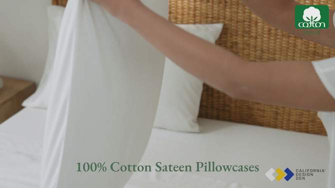 Luxury 600 Thread Count Pillowcases - 100% Cotton Sateen, Soft, Cool & Breathable by California Design Den, 2 of 9, play video