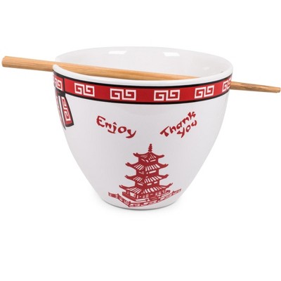 Boom Trendz Bowl Bop Chinese Takeout Box Dinnerware Set | 16-Ounce Ramen Bowl, Chopsticks