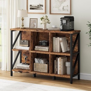 Storage Organizer, Bookshelf, Industrial Style, with Metal Frame, Wooden Storage Bookshelf, for Living Room, Office, Bedroom - 1 of 4