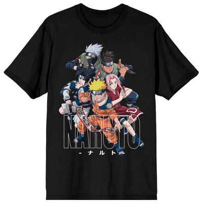 Naruto Classic Character Group With Kanji Crew Neck Short Sleeve Men's ...