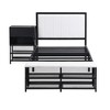 Whisen Twin Metal Bed with Two-Tier Storage Shelves and Wooden Storage Cabinet - 3 of 4