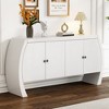 Ash Veneer Four-Door Storage Cabinet with Curved Legs, Built-In Shelves and Antique Brass Handles for Hallways - 2 of 4
