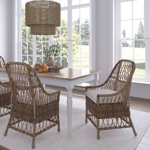 Monika Rattan Dining Chair Gray - East at Main: Indoor Wicker, Curvilinear, No Assembly Required - 1 of 4