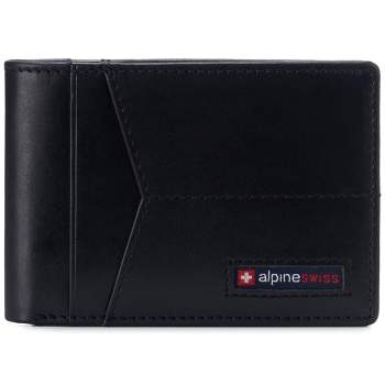 Alpine Swiss Delaney Men’s RFID Blocking Slimfold Wallet Thin Bifold Cowhide Leather Comes in Gift Box