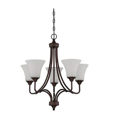Sunset Lighting Darby 5-Light Chandelier, Opal Etched Glass, Provincial Bronze