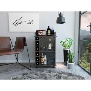 VYNXARIA Savannah 6-Bottle 3-Shelf Bar Cart Carbon Espresso - 1 of 4