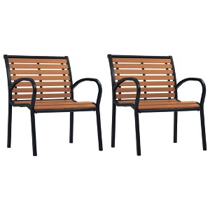 vidaXL Patio Chairs 2 pcs Steel and WPC Black and Brown - 1 of 4