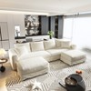 TiramisuBest 102.4" Plush Corduroy 4-Seat Sofa with 2 Ottomans, Deep Seat Cloud Couch, Convertible Lounge Sofa,Grey - 2 of 4