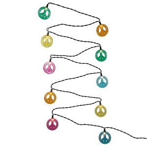 Kurt Adler Indoor/Outdoor UL 10-Light Peace Sign Light Set, 11.5ft - 1 of 3