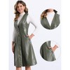 Allegra K Women's Faux Leather V Neck Sleeveless Button Down Party Midi Dress - 2 of 4